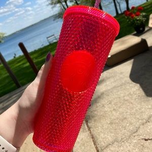 Neon pink studded Starbucks tumbler Venti size